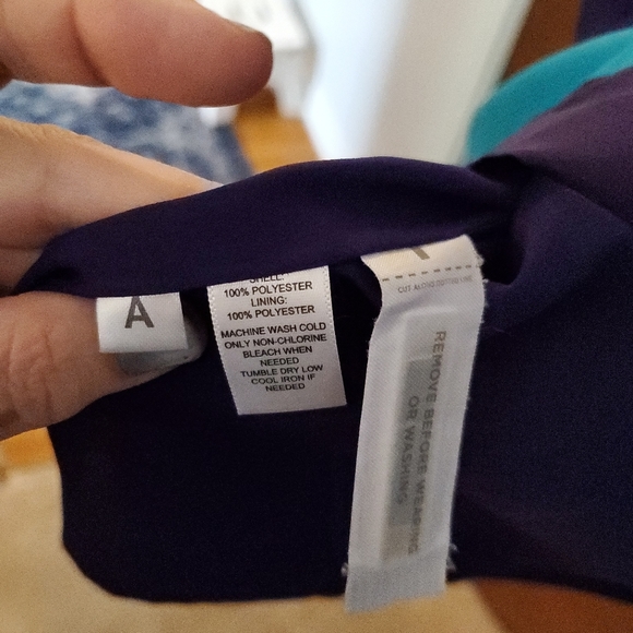 LOFT Sleeveless Dress Size SP Striped Purple Teal - Picture 6 of 6